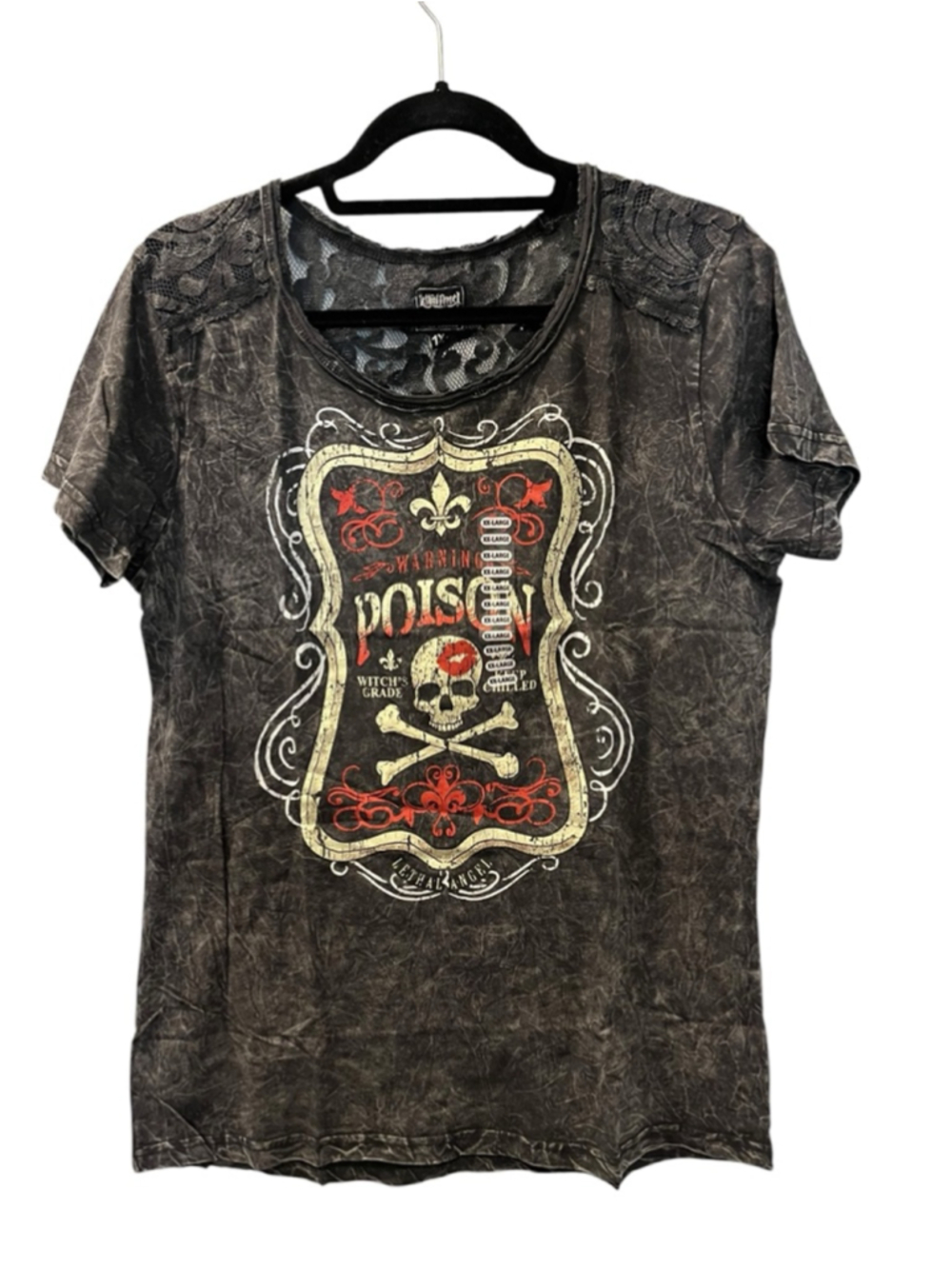 Lethal Angel NWT Y2K Poison Skull Crossbones Short Sleeve T-Shirt Size 2XL Women